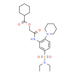 ChemSpider 2D Image | 2-{[5-(Diethylsulfamoyl)-2-(1-piperidinyl)phenyl]amino}-2-oxoethyl cyclohexanecarboxylate | C24H37N3O5S