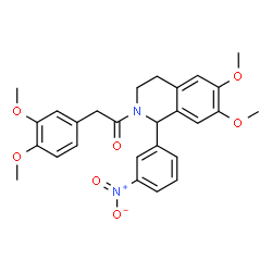 ChemSpider 2D Image | 1-[6,7-Dimethoxy-1-(3-nitrophenyl)-3,4-dihydro-2(1H)-isoquinolinyl]-2-(3,4-dimethoxyphenyl)ethanone | C27H28N2O7