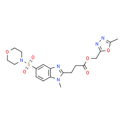 ChemSpider 2D Image | (5-Methyl-1,3,4-oxadiazol-2-yl)methyl 3-[1-methyl-5-(4-morpholinylsulfonyl)-1H-benzimidazol-2-yl]propanoate | C19H23N5O6S