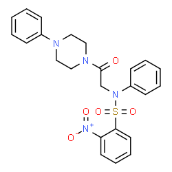ChemSpider 2D Image | 2-Nitro-N-[2-oxo-2-(4-phenyl-1-piperazinyl)ethyl]-N-phenylbenzenesulfonamide | C24H24N4O5S