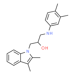ChemSpider 2D Image | 1-(2,3-Dimethyl-1H-indol-1-yl)-3-[(3,4-dimethylphenyl)amino]-2-propanol | C21H26N2O
