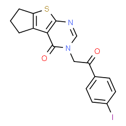 ChemSpider 2D Image | 3-[2-(4-Iodophenyl)-2-oxoethyl]-3,5,6,7-tetrahydro-4H-cyclopenta[4,5]thieno[2,3-d]pyrimidin-4-one | C17H13IN2O2S
