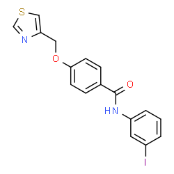 ChemSpider 2D Image | N-(3-Iodophenyl)-4-(1,3-thiazol-4-ylmethoxy)benzamide | C17H13IN2O2S