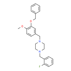 ChemSpider 2D Image | 1-[3-(Benzyloxy)-4-methoxybenzyl]-4-(2-fluorobenzyl)piperazine | C26H29FN2O2