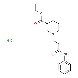 ChemSpider 2D Image | Ethyl 1-(3-anilino-3-oxopropyl)-3-piperidinecarboxylate hydrochloride (1:1) | C17H25ClN2O3