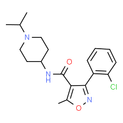 ChemSpider 2D Image | 3-(2-Chlorophenyl)-N-(1-isopropyl-4-piperidinyl)-5-methyl-1,2-oxazole-4-carboxamide | C19H24ClN3O2