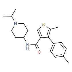 ChemSpider 2D Image | N-(1-Isopropyl-4-piperidinyl)-5-methyl-4-(4-methylphenyl)-3-thiophenecarboxamide | C21H28N2OS