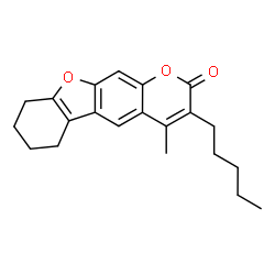 ChemSpider 2D Image | 4-Methyl-3-pentyl-6,7,8,9-tetrahydro-2H-[1]benzofuro[3,2-g]chromen-2-one | C21H24O3