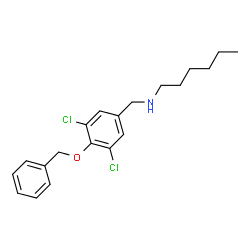 ChemSpider 2D Image | N-[4-(Benzyloxy)-3,5-dichlorobenzyl]-1-hexanamine | C20H25Cl2NO