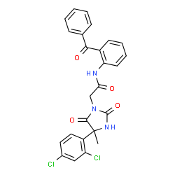 ChemSpider 2D Image | N-(2-Benzoylphenyl)-2-[4-(2,4-dichlorophenyl)-4-methyl-2,5-dioxo-1-imidazolidinyl]acetamide | C25H19Cl2N3O4