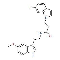 ChemSpider 2D Image | 3-(6-Fluoro-1H-indol-1-yl)-N-[2-(5-methoxy-1H-indol-3-yl)ethyl]propanamide | C22H22FN3O2