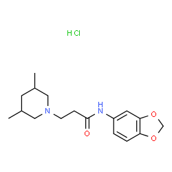 ChemSpider 2D Image | N-(1,3-Benzodioxol-5-yl)-3-(3,5-dimethyl-1-piperidinyl)propanamide hydrochloride (1:1) | C17H25ClN2O3