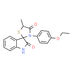 ChemSpider 2D Image | 3'-(4-Ethoxyphenyl)-5'-methyl-4'H-spiro[indole-3,2'-[1,3]thiazolidine]-2,4'(1H)-dione | C19H18N2O3S