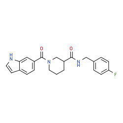 ChemSpider 2D Image | N-(4-Fluorobenzyl)-1-(1H-indol-6-ylcarbonyl)-3-piperidinecarboxamide | C22H22FN3O2