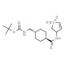 ChemSpider 2D Image | 2-Methyl-2-propanyl ({trans-4-[(1,1-dioxido-2,3-dihydro-3-thiophenyl)carbamoyl]cyclohexyl}methyl)carbamate | C17H28N2O5S