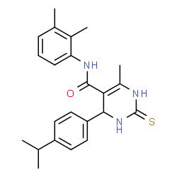ChemSpider 2D Image | N-(2,3-Dimethylphenyl)-4-(4-isopropylphenyl)-6-methyl-2-thioxo-1,2,3,4-tetrahydro-5-pyrimidinecarboxamide | C23H27N3OS