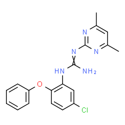 ChemSpider 2D Image | 1-(5-Chloro-2-phenoxyphenyl)-2-(4,6-dimethyl-2-pyrimidinyl)guanidine | C19H18ClN5O