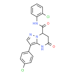 ChemSpider 2D Image | N-(2-Chlorophenyl)-3-(4-chlorophenyl)-5-oxo-4,5,6,7-tetrahydropyrazolo[1,5-a]pyrimidine-7-carboxamide | C19H14Cl2N4O2