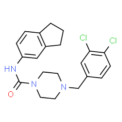 ChemSpider 2D Image | 4-(3,4-Dichlorobenzyl)-N-(2,3-dihydro-1H-inden-5-yl)-1-piperazinecarboxamide | C21H23Cl2N3O