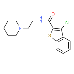 ChemSpider 2D Image | 3-Chloro-6-methyl-N-[2-(1-piperidinyl)ethyl]-1-benzothiophene-2-carboxamide | C17H21ClN2OS