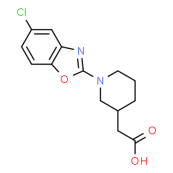 ChemSpider 2D Image | [1-(5-Chloro-1,3-benzoxazol-2-yl)-3-piperidinyl]acetic acid | C14H15ClN2O3