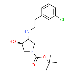 ChemSpider 2D Image | tert-butyl (3R,4R)-3-{[2-(3-chlorophenyl)ethyl]amino}-4-hydroxypyrrolidine-1-carboxylate | C17H25ClN2O3