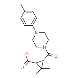 ChemSpider 2D Image | 2,2-dimethyl-3-[4-(4-methylphenyl)piperazine-1-carbonyl]cyclopropane-1-carboxylic acid | C18H24N2O3