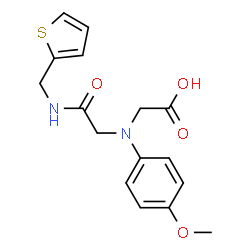 ChemSpider 2D Image | [(4-Methoxyphenyl){2-oxo-2-[(2-thienylmethyl)amino]ethyl}amino]acetic acid | C16H18N2O4S