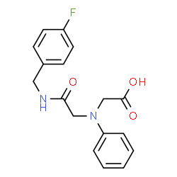 ChemSpider 2D Image | [{2-[(4-Fluorobenzyl)amino]-2-oxoethyl}(phenyl)amino]acetic acid | C17H17FN2O3