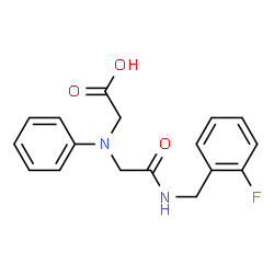 ChemSpider 2D Image | [{2-[(2-Fluorobenzyl)amino]-2-oxoethyl}(phenyl)amino]acetic acid | C17H17FN2O3