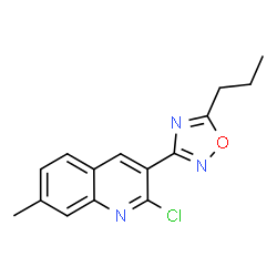ChemSpider 2D Image | 2-Chloro-7-methyl-3-(5-propyl-1,2,4-oxadiazol-3-yl)quinoline | C15H14ClN3O