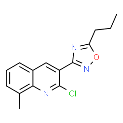ChemSpider 2D Image | 2-Chloro-8-methyl-3-(5-propyl-1,2,4-oxadiazol-3-yl)quinoline | C15H14ClN3O