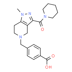ChemSpider 2D Image | 4-{[1-methyl-3-(piperidine-1-carbonyl)-1H,4H,5H,6H,7H-pyrazolo[4,3-c]pyridin-5-yl]methyl}benzoic acid | C21H26N4O3