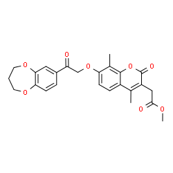 ChemSpider 2D Image | Methyl {7-[2-(3,4-dihydro-2H-1,5-benzodioxepin-7-yl)-2-oxoethoxy]-4,8-dimethyl-2-oxo-2H-chromen-3-yl}acetate | C25H24O8