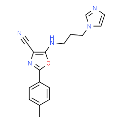 ChemSpider 2D Image | 5-(3-Imidazol-1-yl-propylamino)-2-p-tolyl-oxazole-4-carbonitrile | C17H17N5O