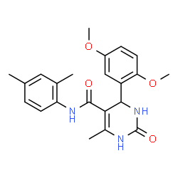 ChemSpider 2D Image | 4-(2,5-Dimethoxyphenyl)-N-(2,4-dimethylphenyl)-6-methyl-2-oxo-1,2,3,4-tetrahydro-5-pyrimidinecarboxamide | C22H25N3O4