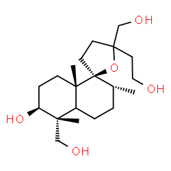 ChemSpider 2D Image | (2S,2'R,5'R,6'S,8a'S)-5-(2-Hydroxyethyl)-5,5'-bis(hydroxymethyl)-2',5',8a'-trimethyldecahydro-2'H,3H-spiro[furan-2,1'-naphthalen]-6'-ol | C20H36O5