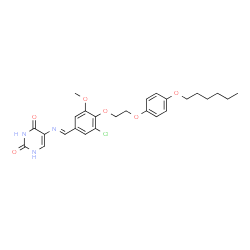 ChemSpider 2D Image | 5-[(E)-(3-Chloro-4-{2-[4-(hexyloxy)phenoxy]ethoxy}-5-methoxybenzylidene)amino]-2,4(1H,3H)-pyrimidinedione | C26H30ClN3O6