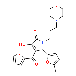 ChemSpider 2D Image | 4-(2-Furoyl)-3-hydroxy-5-(5-methyl-2-furyl)-1-[3-(4-morpholinyl)propyl]-1,5-dihydro-2H-pyrrol-2-one | C21H24N2O6