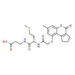 ChemSpider 2D Image | N-{[(7-Methyl-4-oxo-1,2,3,4-tetrahydrocyclopenta[c]chromen-9-yl)oxy]acetyl}-L-methionyl-beta-alanine | C23H28N2O7S