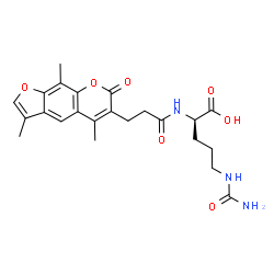 ChemSpider 2D Image | N~5~-Carbamoyl-N~2~-[3-(3,5,9-trimethyl-7-oxo-7H-furo[3,2-g]chromen-6-yl)propanoyl]-D-ornithine | C23H27N3O7