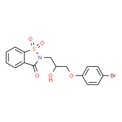 ChemSpider 2D Image | 2-[3-(4-Bromophenoxy)-2-hydroxypropyl]-1,2-benzothiazol-3(2H)-one 1,1-dioxide | C16H14BrNO5S