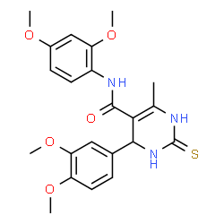 ChemSpider 2D Image | N-(2,4-Dimethoxyphenyl)-4-(3,4-dimethoxyphenyl)-6-methyl-2-thioxo-1,2,3,4-tetrahydro-5-pyrimidinecarboxamide | C22H25N3O5S
