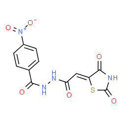 ChemSpider 2D Image | N'-[(2Z)-2-(2,4-Dioxo-1,3-thiazolidin-5-ylidene)acetyl]-4-nitrobenzohydrazide | C12H8N4O6S