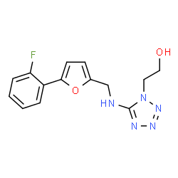 ChemSpider 2D Image | 2-[5-({[5-(2-Fluorophenyl)-2-furyl]methyl}amino)-1H-tetrazol-1-yl]ethanol | C14H14FN5O2
