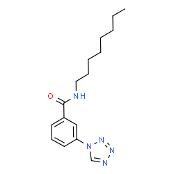 ChemSpider 2D Image | N-Octyl-3-(1H-tetrazol-1-yl)benzamide | C16H23N5O