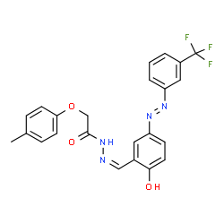 ChemSpider 2D Image | N'-[(Z)-(2-Hydroxy-5-{(E)-[3-(trifluoromethyl)phenyl]diazenyl}phenyl)methylene]-2-(4-methylphenoxy)acetohydrazide | C23H19F3N4O3