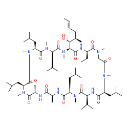 ChemSpider 2D Image | (3R,6S,9S,12S,15S,18R,21S,24S,30R,33S)-30-Ethyl-33-[(1R,2R,4E)-1-hydroxy-2-methyl-4-hexen-1-yl]-6,9,18,24-tetraisobutyl-3,21-diisopropyl-1,4,7,10,12,15,19,25,28-nonamethyl-1,4,7,10,13,16,19,22,25,28,3
1-undecaazacyclotritriacontane-2,5,8,11,14,17,20,23,26,29,32-undecone | C62H111N11O12
