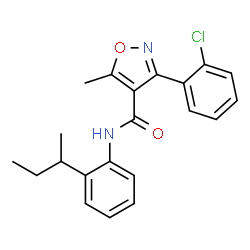 ChemSpider 2D Image | N-(2-sec-Butylphenyl)-3-(2-chlorophenyl)-5-methyl-1,2-oxazole-4-carboxamide | C21H21ClN2O2