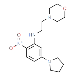 ChemSpider 2D Image | N-[2-(4-Morpholinyl)ethyl]-2-nitro-5-(1-pyrrolidinyl)aniline | C16H24N4O3